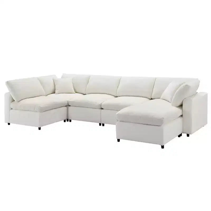Polibi 6-Piece Modular Chenille Cloud Sofa Bed with Ottoman