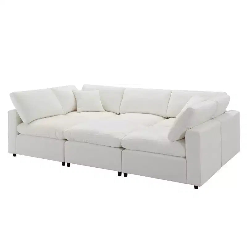 Polibi 6-Piece Modular Chenille Cloud Sofa Bed with Ottoman