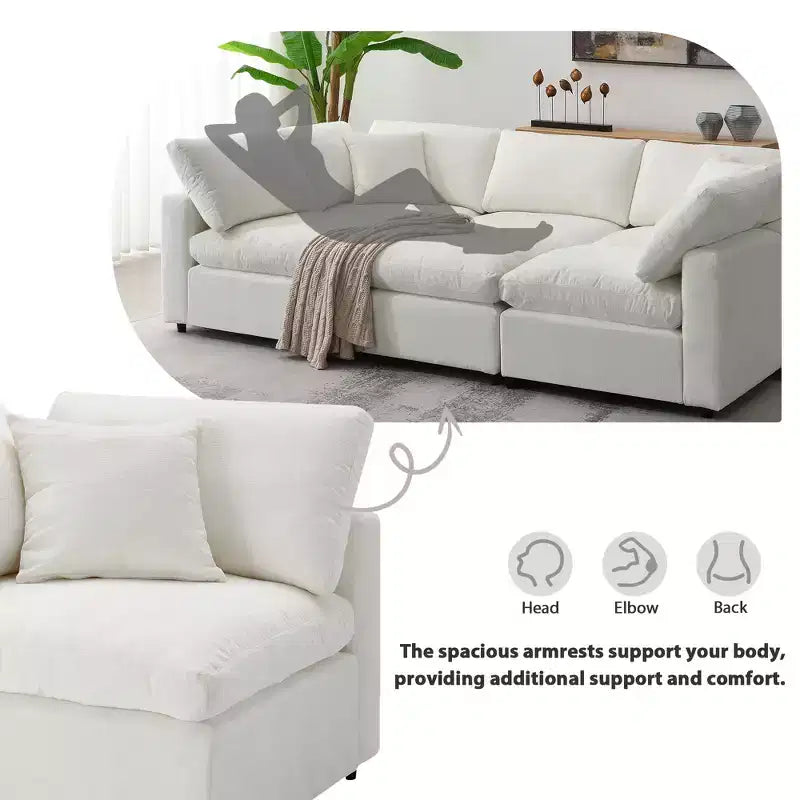 Polibi 6-Piece Modular Chenille Cloud Sofa Bed with Ottoman