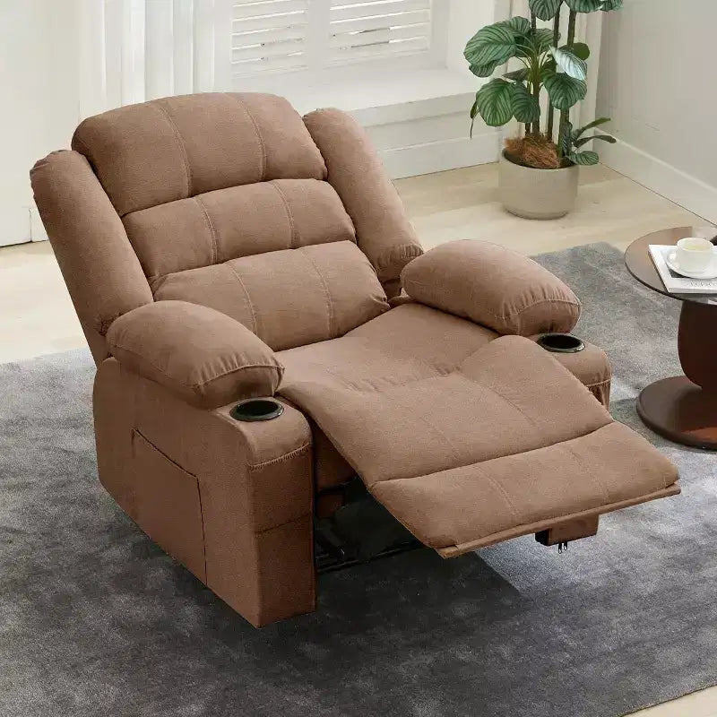 Large Recliner Chair 3 Reclining Positions up to 145 with 2 Cup Holder 2 Side and 2 Front Pockets for Living Room, Bedroom, Home Theater