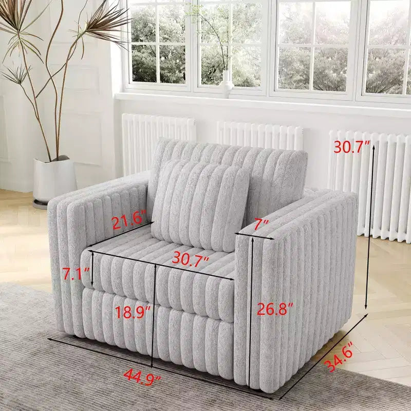 TUYOHW 44.9 Inch Modern Single Sofa Chair with 2 Pillows for Living Room,Apartment,Office