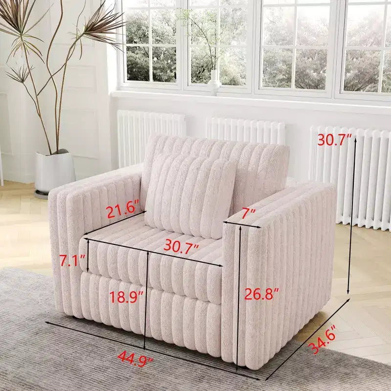 TUYOHW 44.9 Inch Modern Single Sofa Chair with 2 Pillows for Living Room,Apartment,Office