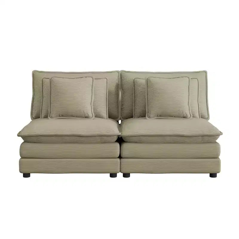 MAYEERTY 70.8 Modern Sofa Modular Sofa Upholstered Corduroy with Four Pillows for Living Room Brown