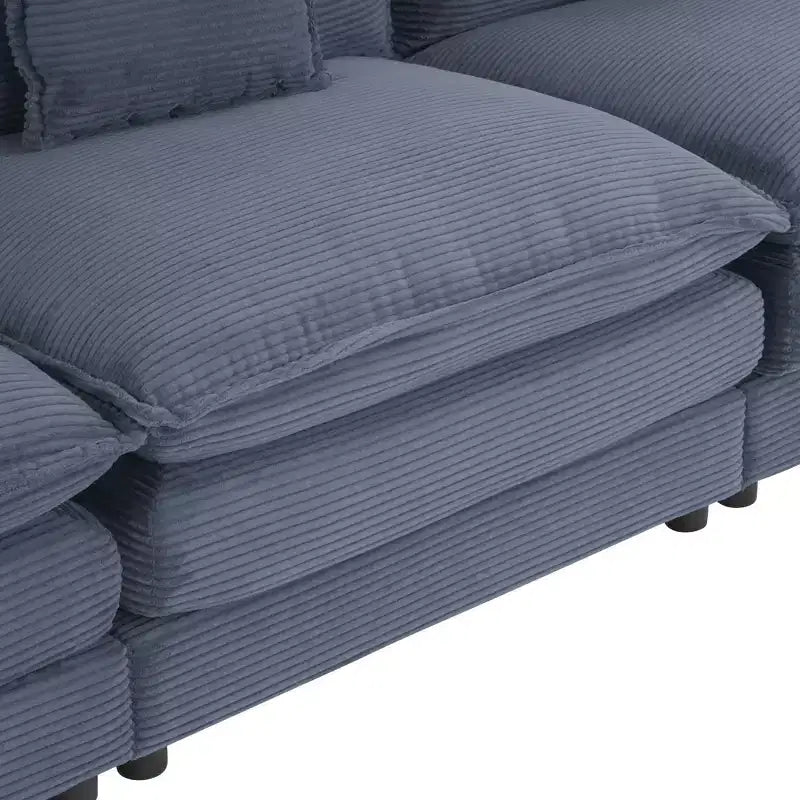MAYEERTY 70.8 Modern Sofa Modular Sofa Upholstered Corduroy with Four Pillows for Living Room Blue