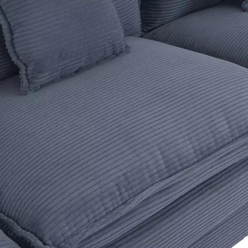 MAYEERTY 70.8 Modern Sofa Modular Sofa Upholstered Corduroy with Four Pillows for Living Room Blue
