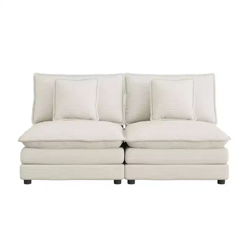 MAYEERTY 70.8 Modern Sofa Modular Sofa Upholstered Corduroy Sofa with Two Pillows for Living Room Beige