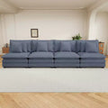MAYEERTY 141.6 Modern Modular Sofa Upholsteres Corduroy with Four Pillows for Living Room Blue
