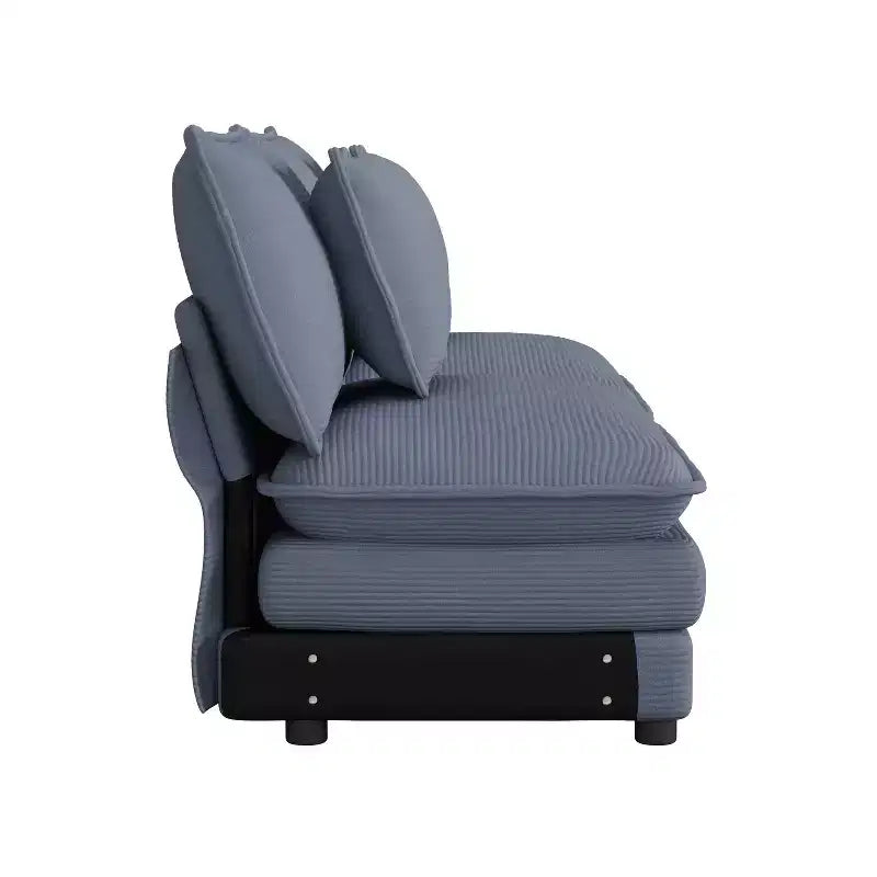 MAYEERTY 141.6 Modern Modular Sofa Upholsteres Corduroy with Four Pillows for Living Room Blue