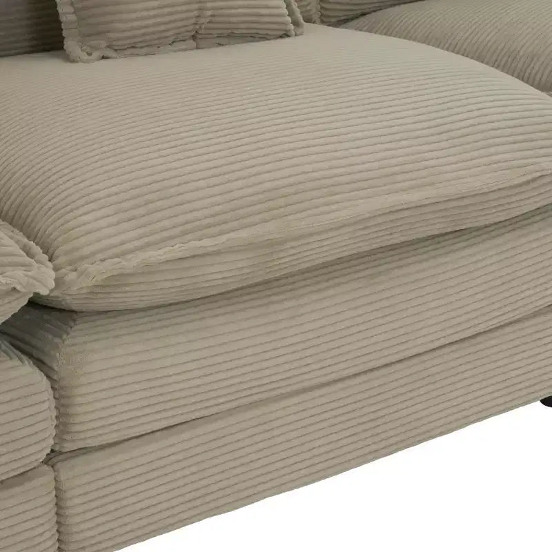 MAYEERTY 141.6 Modern Modular Sofa Upholsteres Corduroy with Four Pillows for Living Room Brown