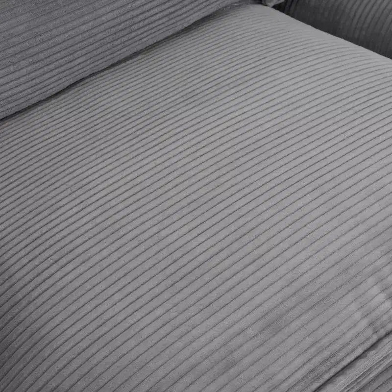 MAYEERTY 141.6 Modern Modular Sofa Upholsteres Corduroy with Four Pillows for Living Room Gray