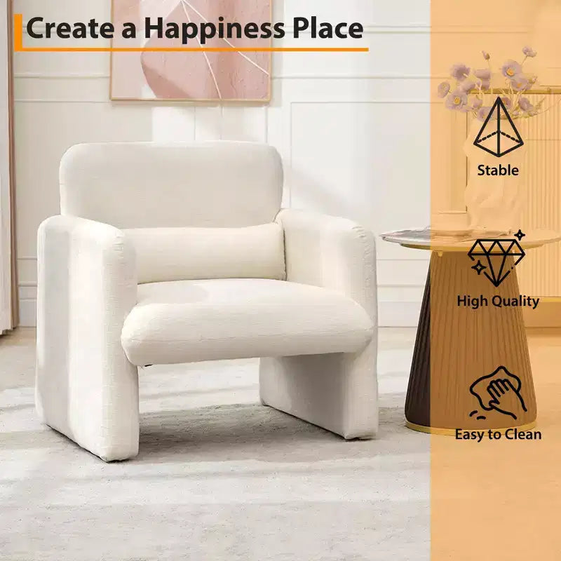 Cozy Chenille Accent Chair with Arms & Waist Pillow  Stylish Single Sofa for Reading, Living Room, Bedroom, Office, or Apartment