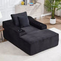 67 Corduroy Chaise Lounge, 9.9 Armrests, Deep Seat Recliner, Convertible Frameless Sofa Bed with 2 Pillows