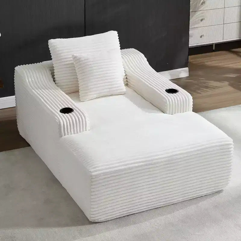 Chaise longue de pana de 67 pulgadas, reposabrazos de 9.9 pulgadas, sillón reclinable con asiento profundo, sofá cama sin marco convertible con 2 almohadas
