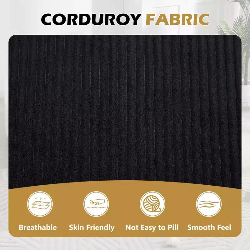 67.5 Corduroy Chaise Lounge Chair, Wide Seat, Deep Seating King Chair with 2 Pillows, Convertible Frameless Sofa Bed for Living Room