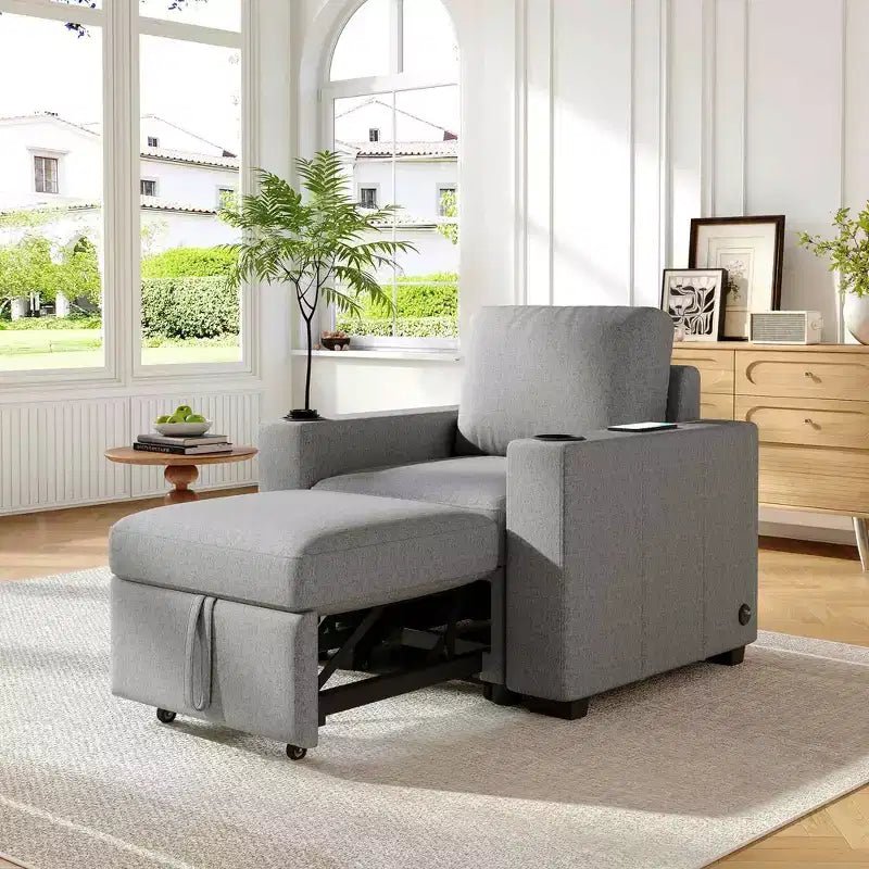 MAYEERTY 35.4 Modern Sofa Pull-out Sofa Bed Single Sofa Chair for Living Room Gray