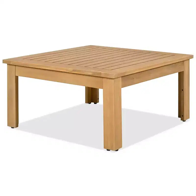 GDFStudio Alberta Juego de sofá moderno en forma de L de 4 piezas para patio de madera de acacia con reposabrazos de cuerda trenzada, mesa de centro y cojines