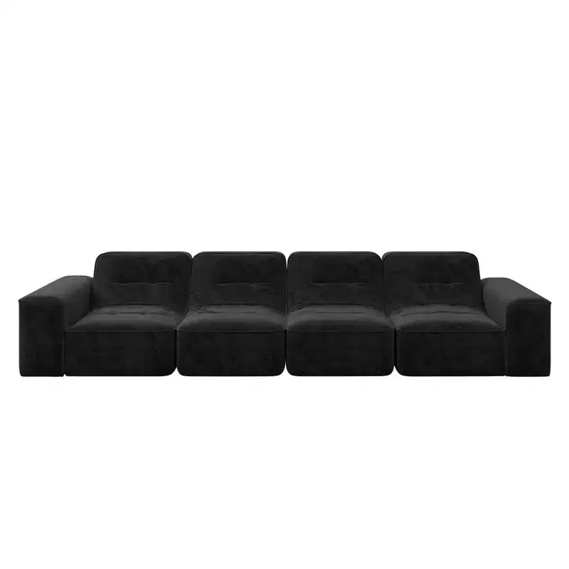 143.7Modular Sectional Sofa Set with Removable Ottoman, Tufted Deep Seat Couch, Chaise & Accent Chair, Modern Sparkling Chenille Sofa for Living Room