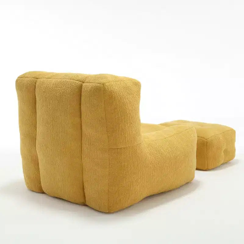 Fluffy Bean Bag Chair for Adults, Super Soft Memory Foam Sofa with Ottoman, Comfortable Modern Indoor Bean Bag for Living Room or Bedroom