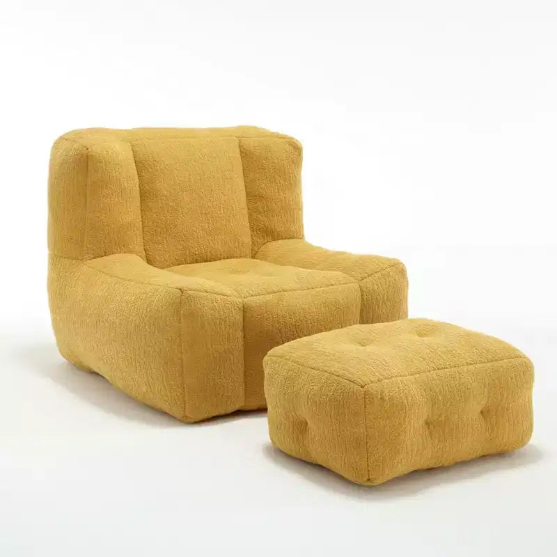 Fluffy Bean Bag Chair for Adults, Super Soft Memory Foam Sofa with Ottoman, Comfortable Modern Indoor Bean Bag for Living Room or Bedroom