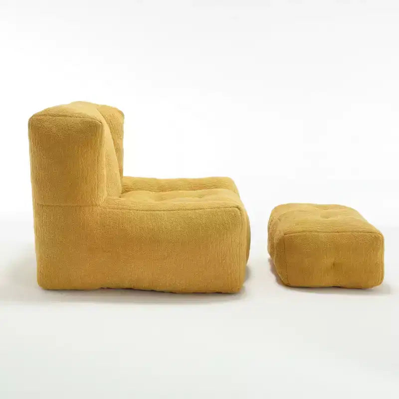 Fluffy Bean Bag Chair for Adults, Super Soft Memory Foam Sofa with Ottoman, Comfortable Modern Indoor Bean Bag for Living Room or Bedroom