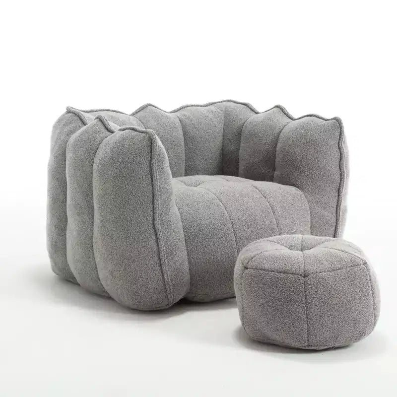 Soft Bean Bag Chair with High-Resilient Foam, Square Lazy Sofa with Footstool, Cover for Adults for Gaming, Reading, or Watching TV