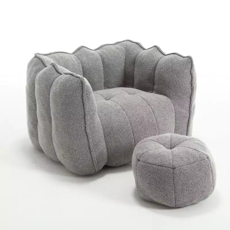 Soft Bean Bag Chair with High-Resilient Foam, Square Lazy Sofa with Footstool, Cover for Adults for Gaming, Reading, or Watching TV