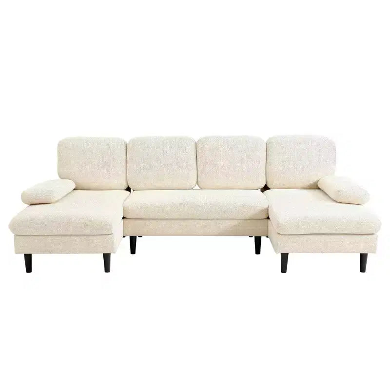 U-Shaped Combination Sofa Double Lounge Chair Chenille Fabric 4-Seat Living Room Furniture