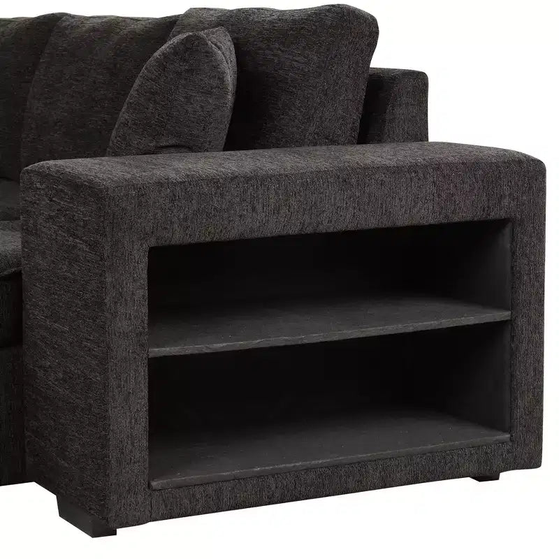 104.5 Modern L-Shape 3 Seat Reversible Sectional Couch Pull Out Sleeper Sofa with Storage Chaise and 2 Stools for Living Room Furniture Set