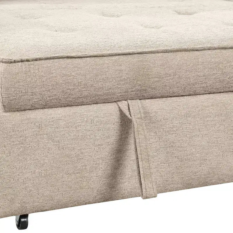 104.5 Modern L-Shape 3 Seat Reversible Sectional Couch Pull Out Sleeper Sofa with Storage Chaise and 2 Stools for Living Room Furniture Set