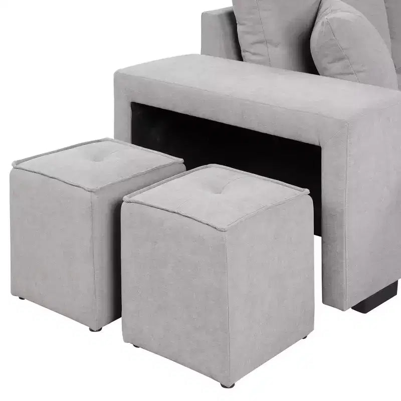 104.5 Modern L-Shape 3 Seat Reversible Sectional Couch Pull Out Sleeper Sofa with Storage Chaise and 2 Stools for Living Room Furniture Set