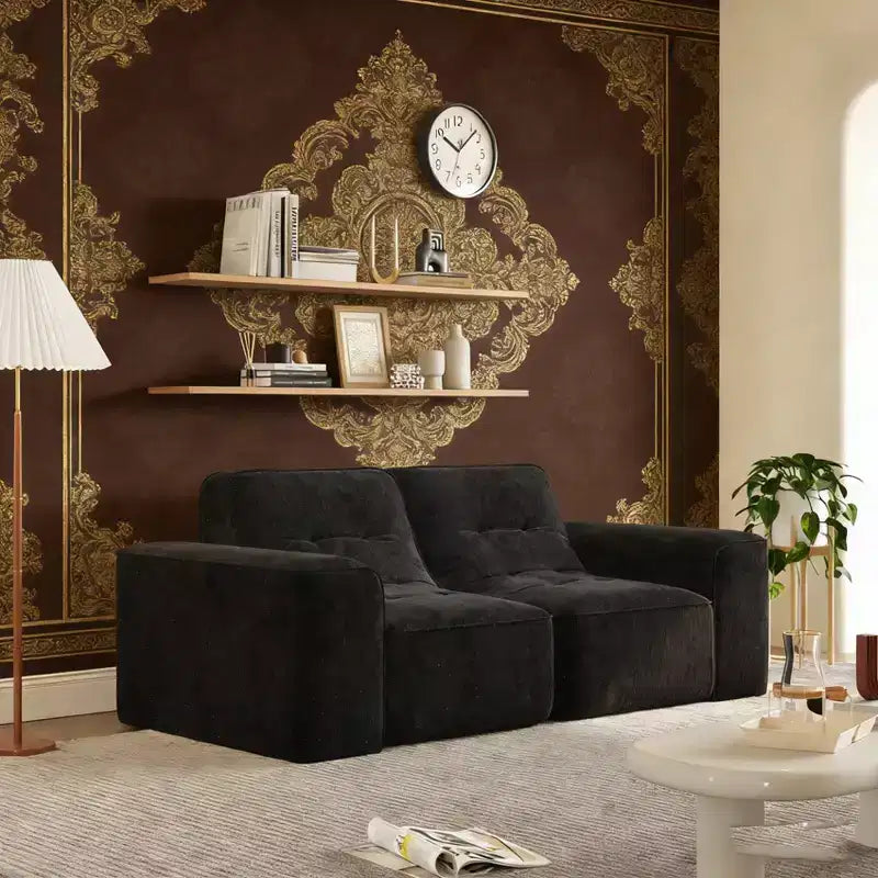 83.6 Modular Sectional 3-Seater Sofa with Tufted Design,Modern Sparkling Chenille Sofa,Deep Seat Couch for Living Room,Apartment, Office,Studio