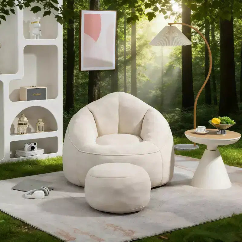 Bedding Bean Bag Sofa Chair High Pressure Foam Bean Bag Chair Adult Material with Padded Foam Padding Compressed Bean Bag With Footrest