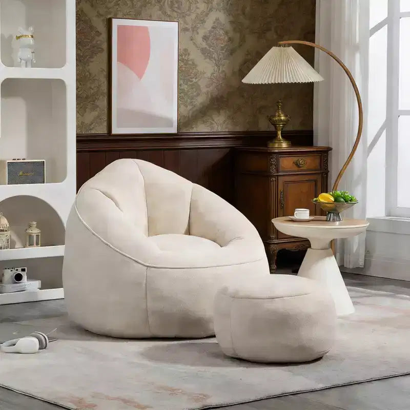 Bedding Bean Bag Sofa Chair High Pressure Foam Bean Bag Chair Adult Material with Padded Foam Padding Compressed Bean Bag With Footrest