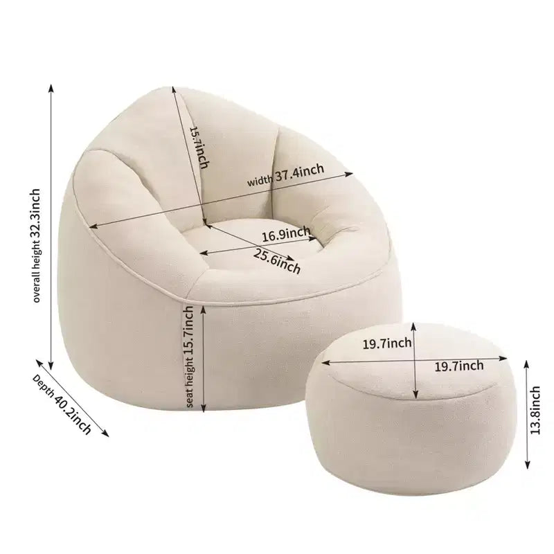 Bedding Bean Bag Sofa Chair High Pressure Foam Bean Bag Chair Adult Material with Padded Foam Padding Compressed Bean Bag With Footrest