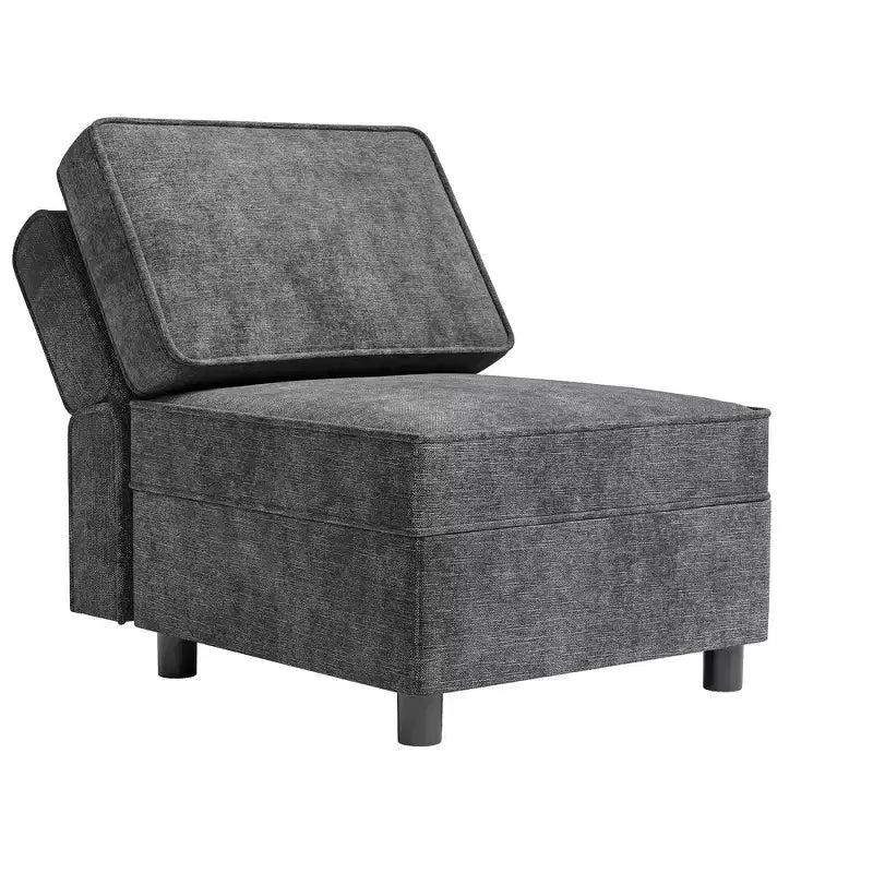 Sofá Seccional Modular Módulo Central con Espacio de Almacenamiento Respaldo Ajustable en 11 Ángulos Gris 31 Prof. x 26 An. x 33 Al.