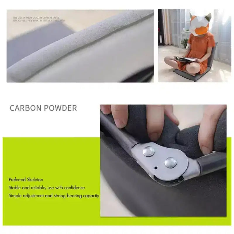 Floor Chair with Back Support, 6 Adjustable Positions Meditation Cushion with Carbon Steel Frame and Washable Cover