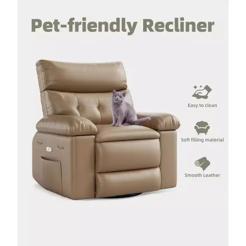 Acekool Oversized Recliner Chair for Adults, Extra Wide PU Leather Manual Recliner, 1.5X Thick Sponge Cushion, Comfortable Lazy Armchair