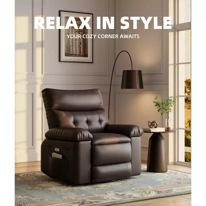 Acekool Oversized Recliner Chair for Adults, Extra Wide PU Leather Manual Recliner, 1.5X Thick Sponge Cushion, Comfortable Lazy Armchair