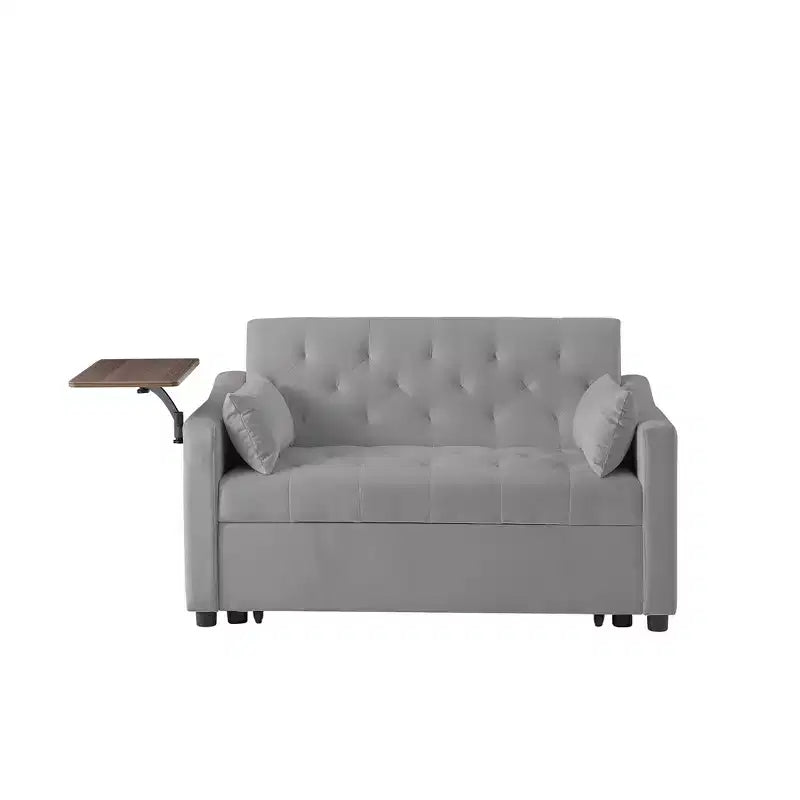 Sofa Bed, Futon Couches for Living Room with Side Pocket Adjustable Backrest Velvet Fabric Pull Out Couch Small Loveseat Sectional Sofa Bed