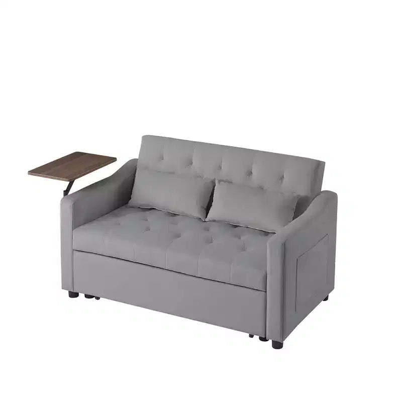 Sofa Bed, Futon Couches for Living Room with Side Pocket Adjustable Backrest Velvet Fabric Pull Out Couch Small Loveseat Sectional Sofa Bed