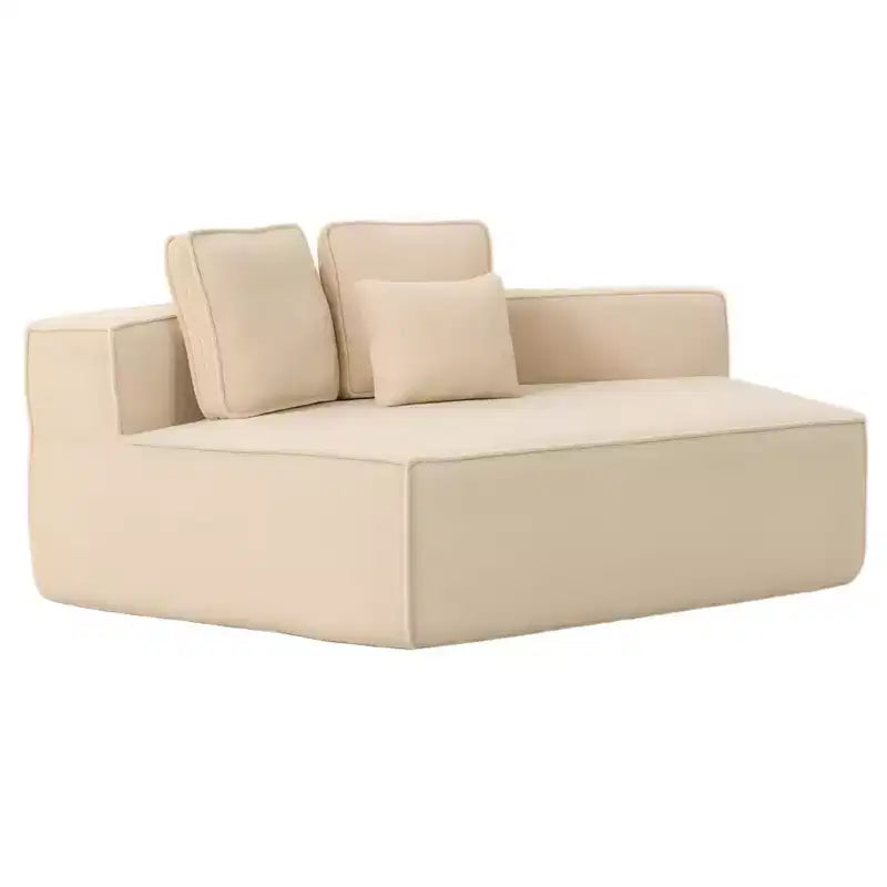 Whisen 132 Oversized Teddy Fabric Modular Sectional Sofa, Modern Full-Foam Couch with Six Cushions