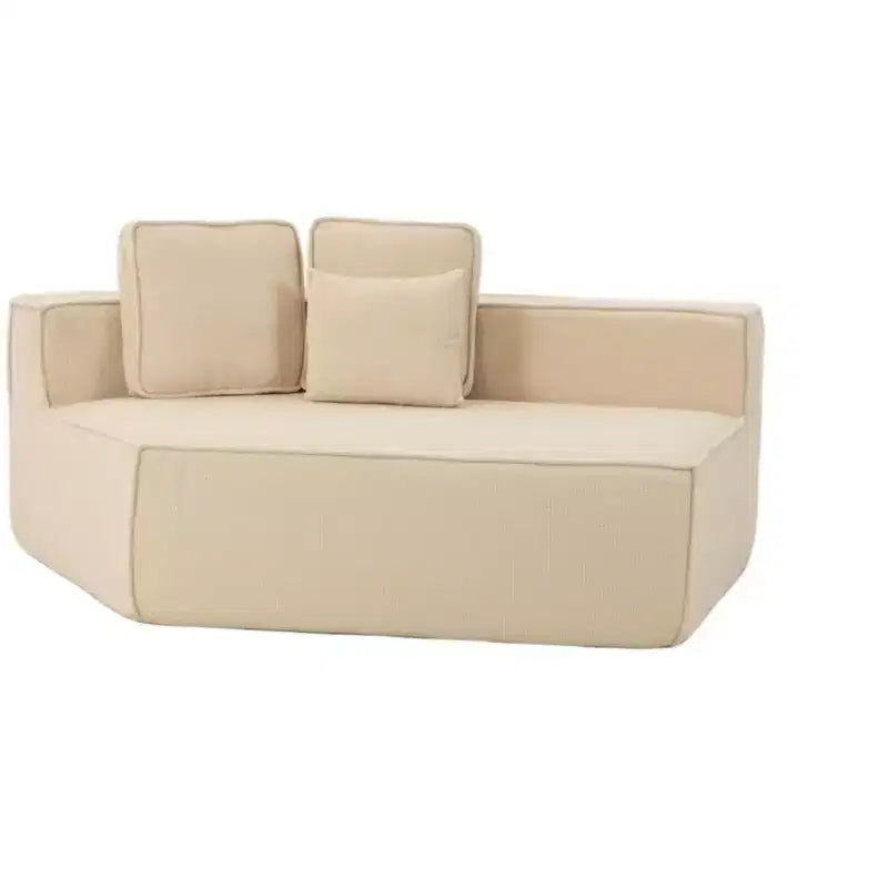 Whisen 132 Oversized Teddy Fabric Modular Sectional Sofa, Modern Full-Foam Couch with Six Cushions