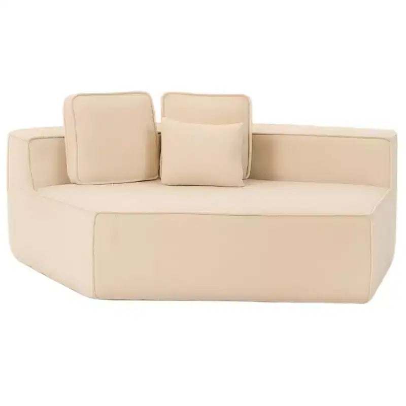Whisen 132 Oversized Teddy Fabric Modular Sectional Sofa, Modern Full-Foam Couch with Six Cushions