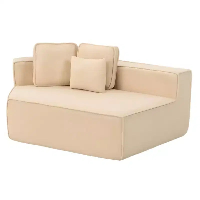 Whisen 132 Oversized Teddy Fabric Modular Sectional Sofa, Modern Full-Foam Couch with Six Cushions