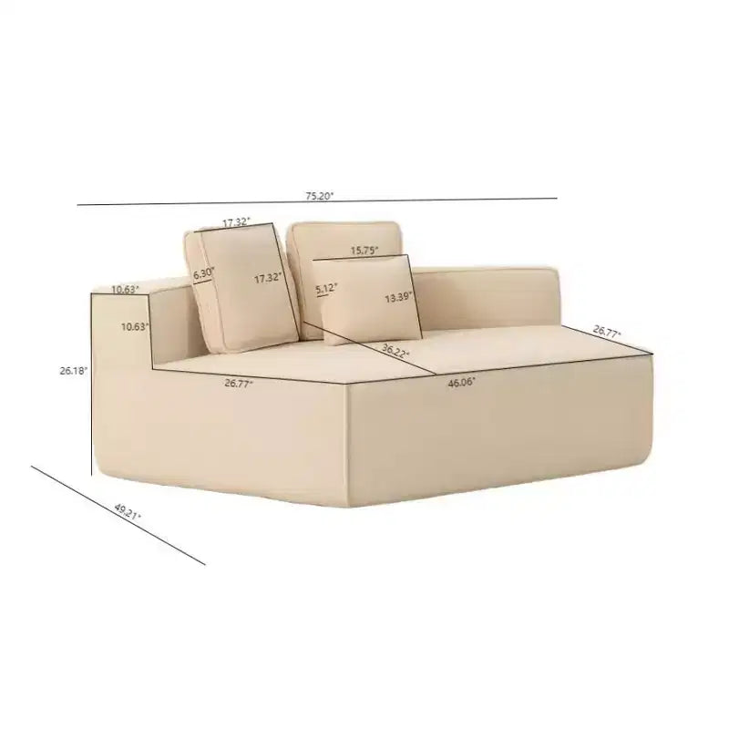 Whisen 132 Oversized Teddy Fabric Modular Sectional Sofa, Modern Full-Foam Couch with Six Cushions