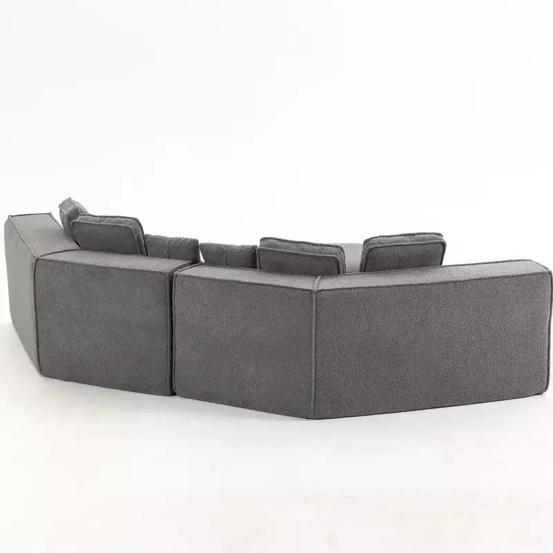 Whisen 132 Oversized Teddy Fabric Modular Sectional Sofa, Modern Full-Foam Couch with Six Cushions