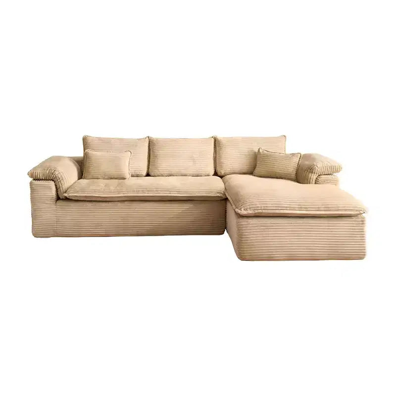 HOMLUX 112 Modern Sectional Sofa with Curved Armrests, Plush Corduroy Upholstery, No Assembly Needed