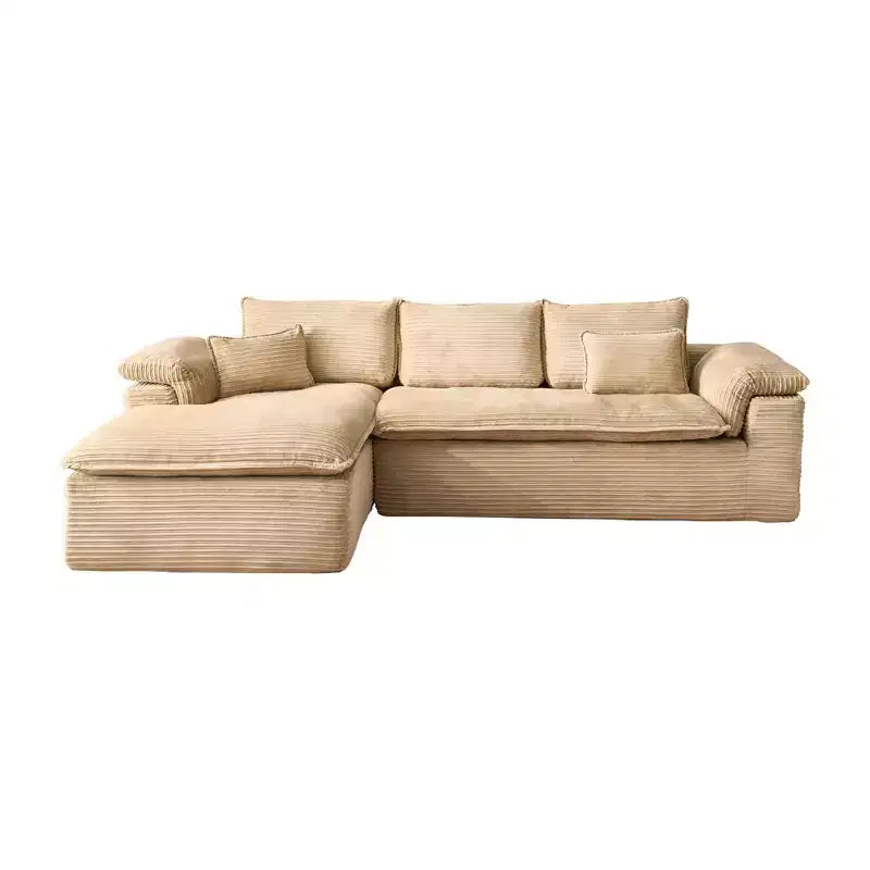 HOMLUX 112 Modern Sectional Sofa with Curved Armrests, Plush Corduroy Upholstery, No Assembly Needed