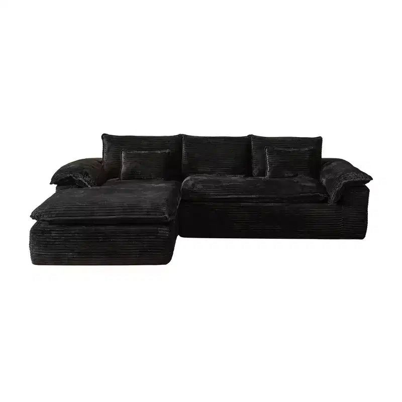 HOMLUX 112 Modern Sectional Sofa with Curved Armrests, Plush Corduroy Upholstery, No Assembly Needed