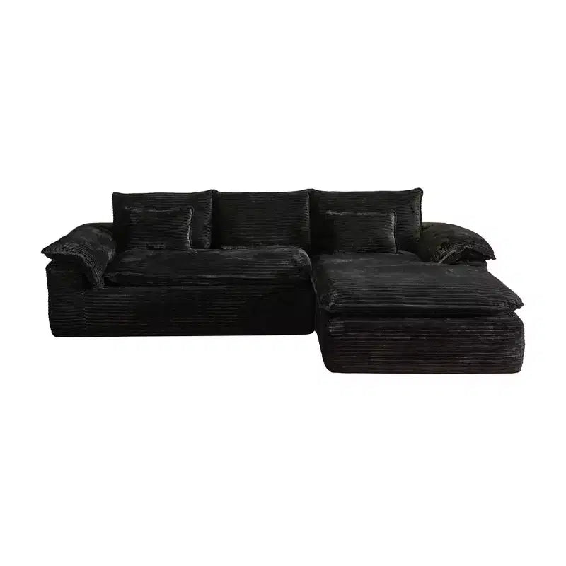 HOMLUX 112 Modern Sectional Sofa with Curved Armrests, Plush Corduroy Upholstery, No Assembly Needed